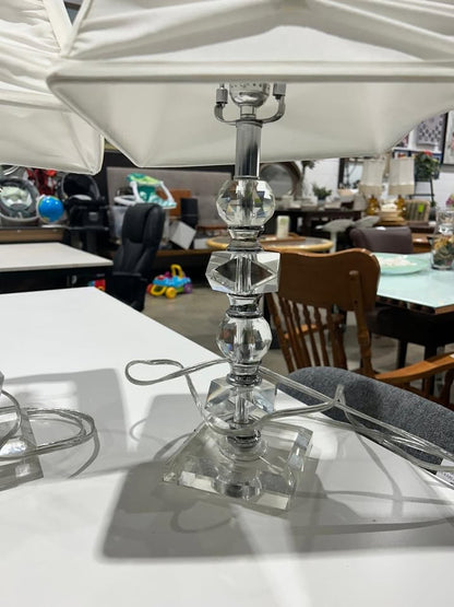 Trident Stacked Crystal Glass Lamp with Original Shade