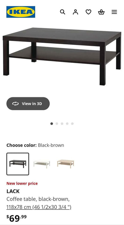 Large Ikea LACK Coffee Table