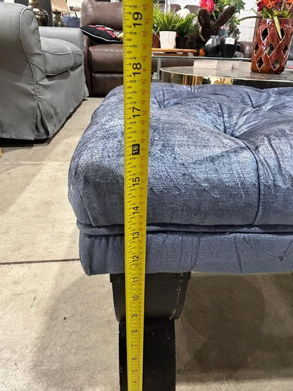 Vintage Style Blue Velvet Bench