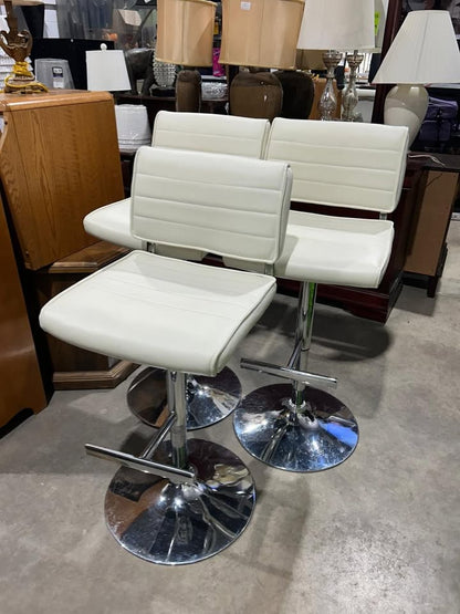 Faux Leather White/Cream colored Stool - 3 Available