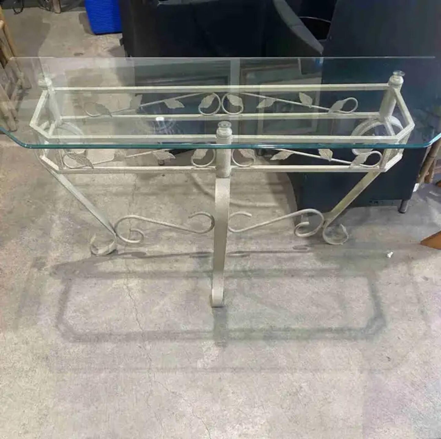 Glass Metal Frame Console Table
