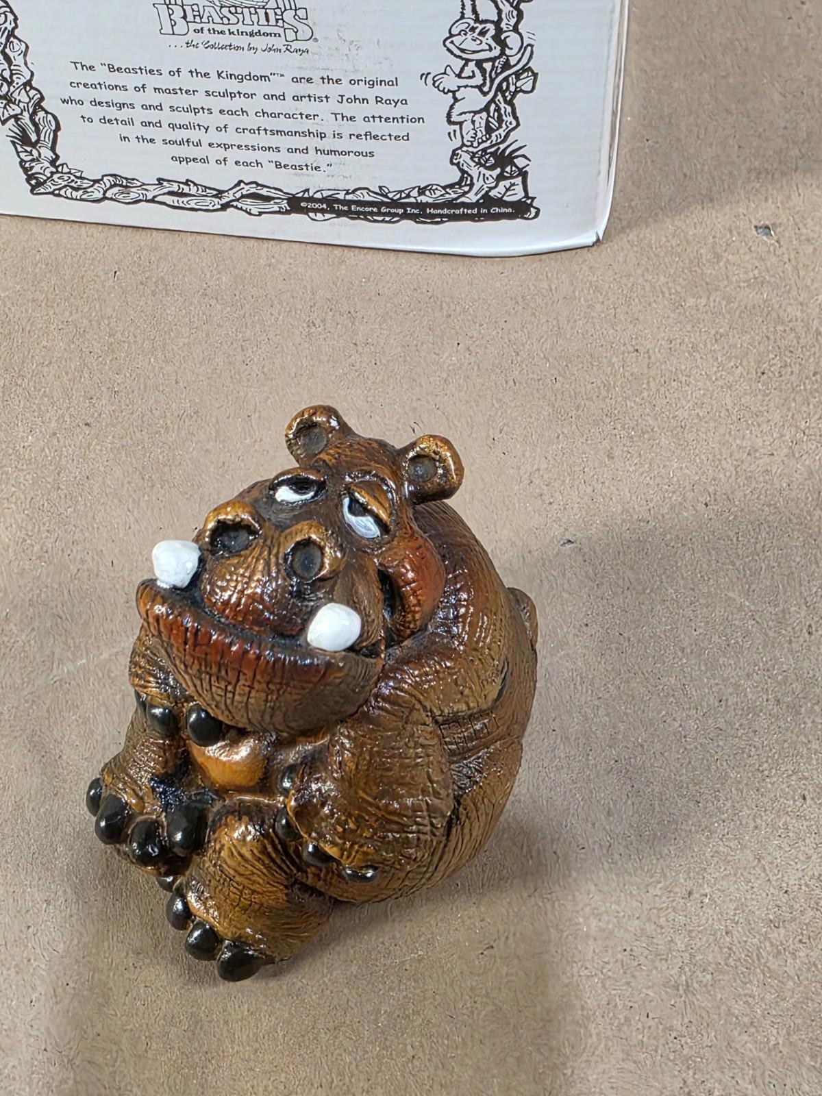 Vintage John Rays Beasties Kingdom Hugo Hippo 1987 Resin Figurine Hippopotamus