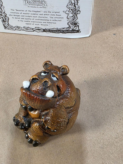 Vintage John Rays Beasties Kingdom Hugo Hippo 1987 Resin Figurine Hippopotamus