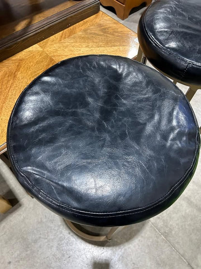 Faux Lether Black Stools - Metal Legs - 2 Available