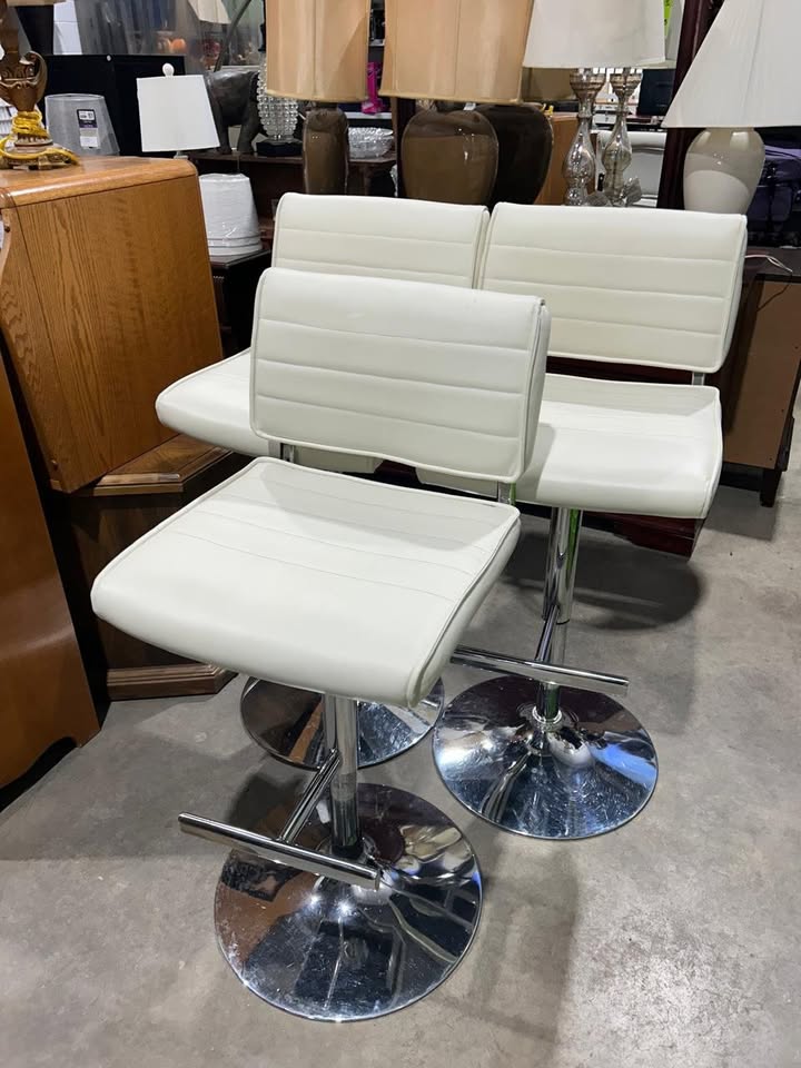 Faux Leather White/Cream colored Stool - 3 Available