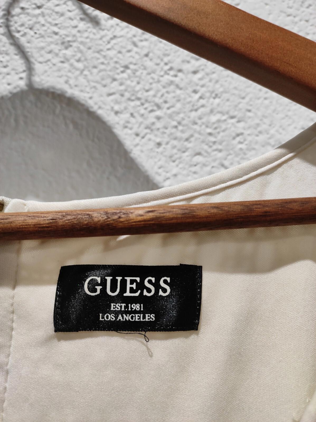 Robe Guess Diego pour femme, taille S, ivoire crème, longue en crochet, idéale pour l’été et la plage
