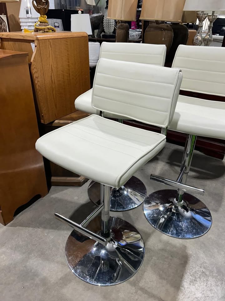 Faux Leather White/Cream colored Stool - 3 Available