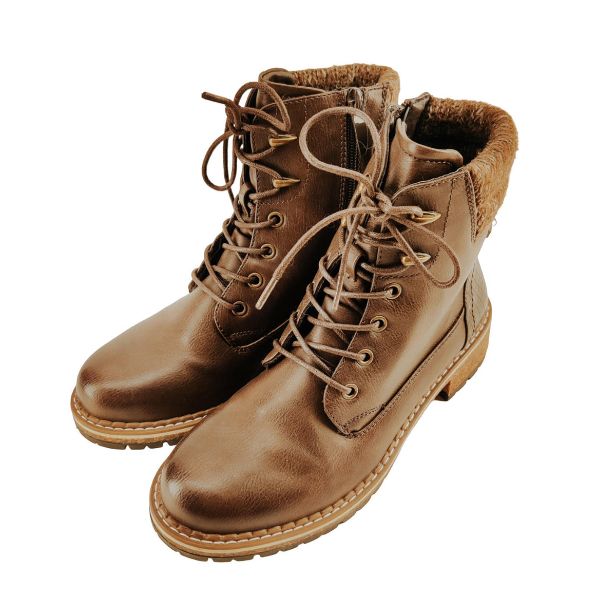 Bottes de combat à lacets Softmoc en cuir vegan marron pour femme, pointure EU 39