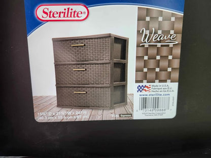 Sterilite 3 Drawer Wide Espresso Weave Tower