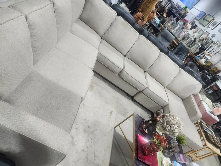 Beige 4-Piece Sectional Sofa with Chaise Lounge