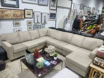 Beige 4-Piece Sectional Sofa with Chaise Lounge