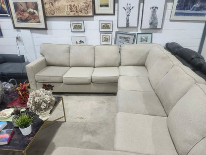 Beige 4-Piece Sectional Sofa with Chaise Lounge