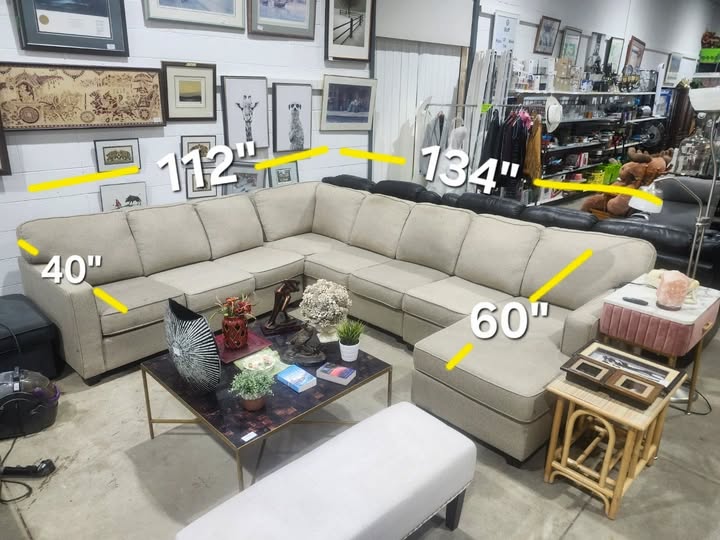 Beige 4-Piece Sectional Sofa with Chaise Lounge