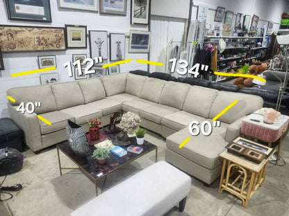 Beige 4-Piece Sectional Sofa with Chaise Lounge