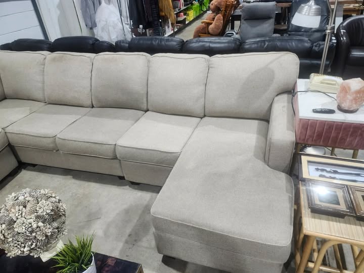 Beige 4-Piece Sectional Sofa with Chaise Lounge