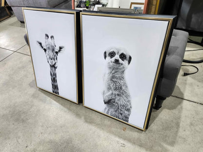 Black & White Animal Prints on Framed Canvas