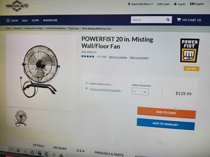 Powerfist 20" Misting Wall/Floor Fan - New!