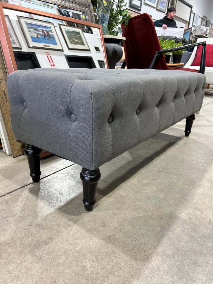 Grey Upholstered Bench