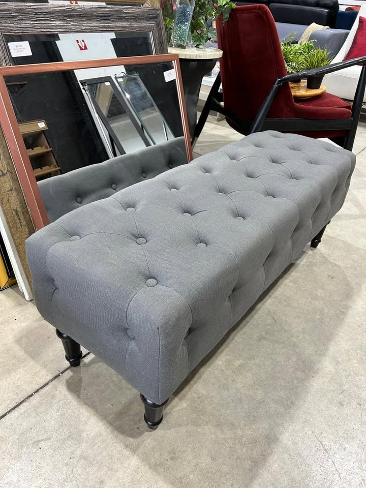 Grey Upholstered Bench