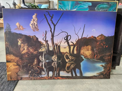 Salvador Dali Swans Reflecting Elephants Poster 1937 - Printed on Wood - 43x28"