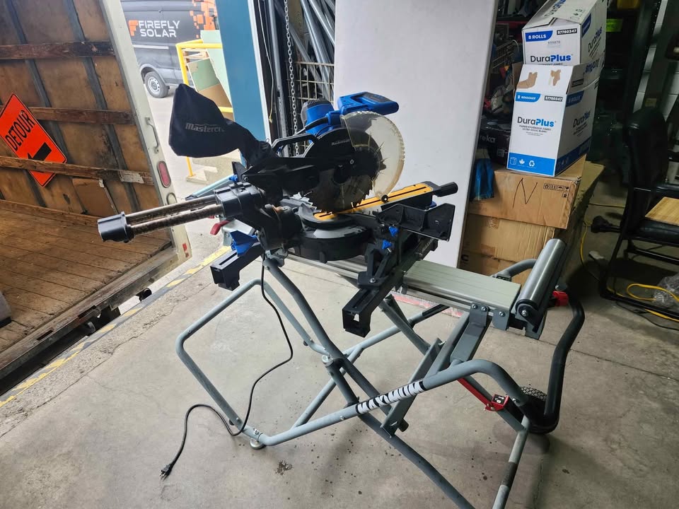 Mastercraft 10" Sliding Compound Mitre Saw + Maximum Easy-Rise Heavy Duty Stand