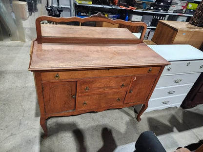 Antique Wooden Buffet Server with Mirror