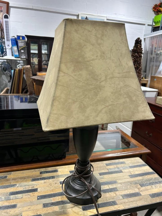 Dark Table Lamp with Beige Shade