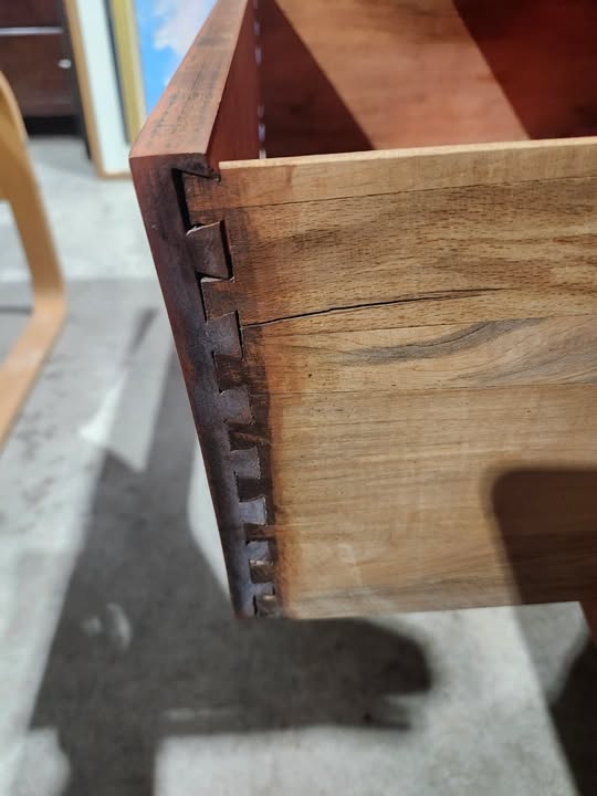 Antique Wooden Buffet Server with Mirror