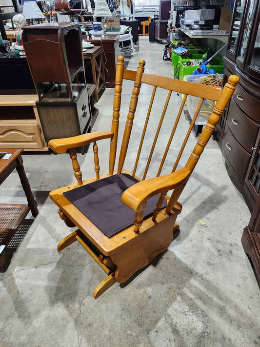 Tell City Chair Style Solid Oak Glider ROCKER Chair (No Cushions)