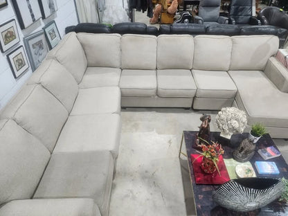 Beige 4-Piece Sectional Sofa with Chaise Lounge