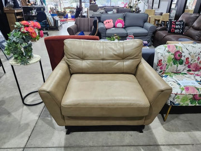 La-Z-Boy Beige Leather Chair & A Half