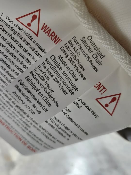 Cream Round Oversized Foldable Saucer Chair