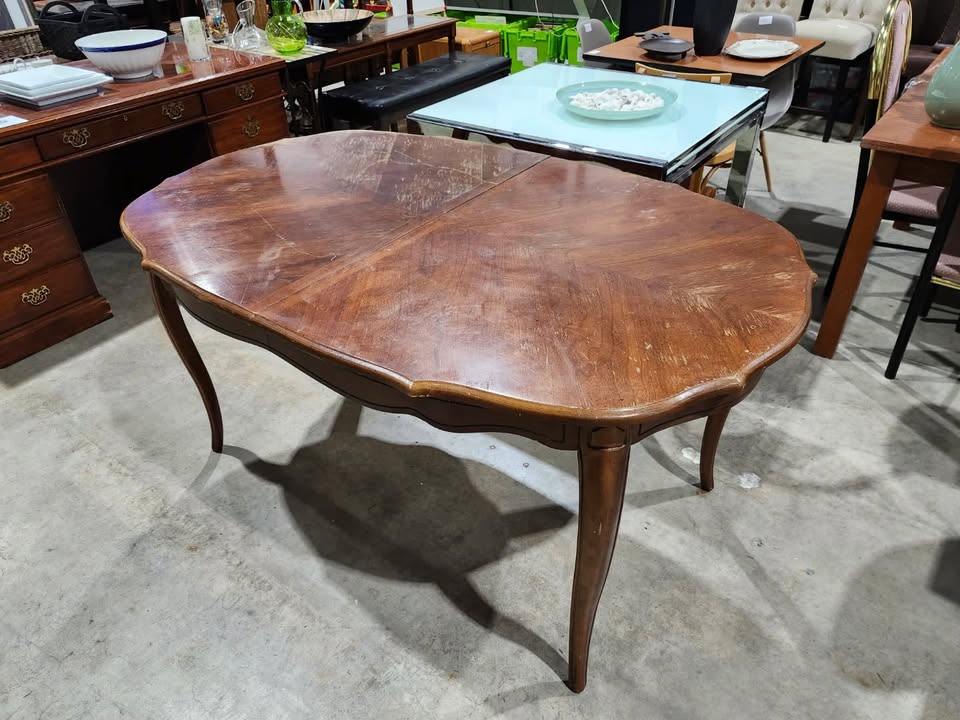 Vintage Wooden Oval Dining Table