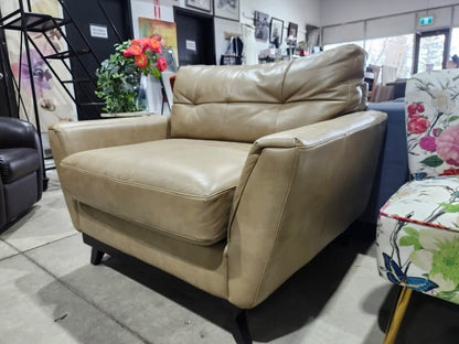 La-Z-Boy Beige Leather Chair & A Half