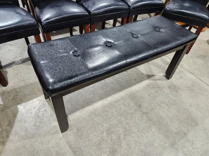 Black Genuine Leather Dining Chairs Set - Eztia Furnishings