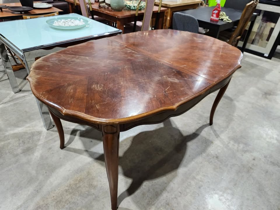 Vintage Wooden Oval Dining Table