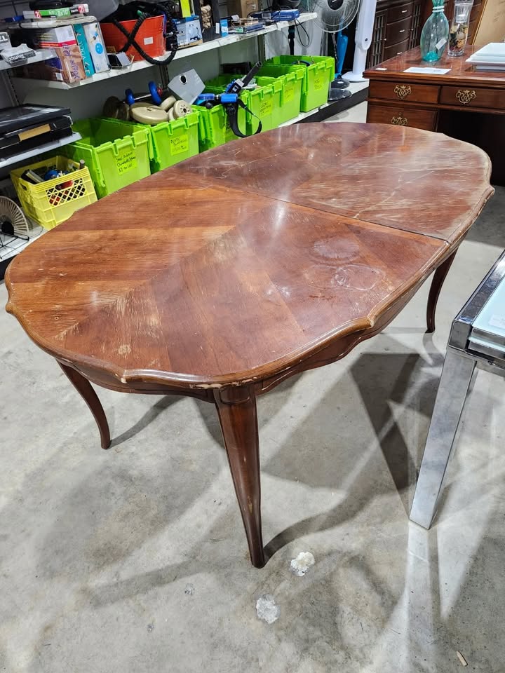 Vintage Wooden Oval Dining Table