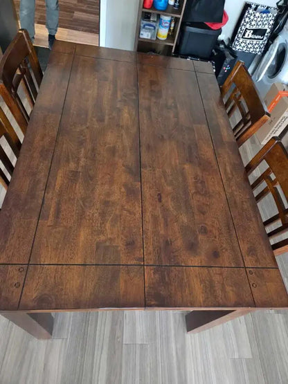 Wooden Extendable Counter Height Dining Table Set