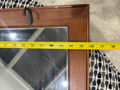 Long Wooden Entryway Mirror with Hooks