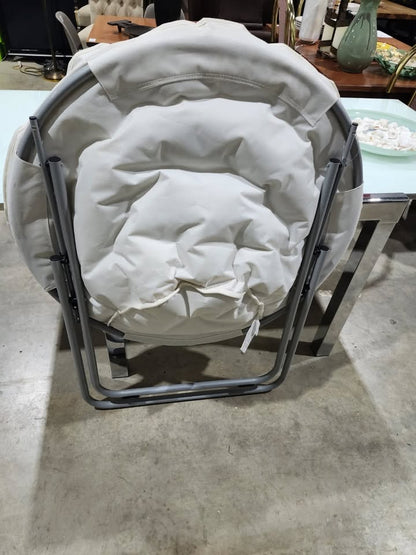Cream Round Oversized Foldable Saucer Chair