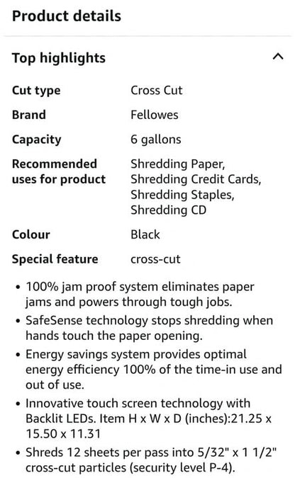 fellowes powershred 73ci jam proof cross-cut paper shredder