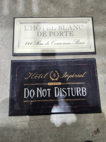 Set of Two Wooden Decorative Hotel Signs