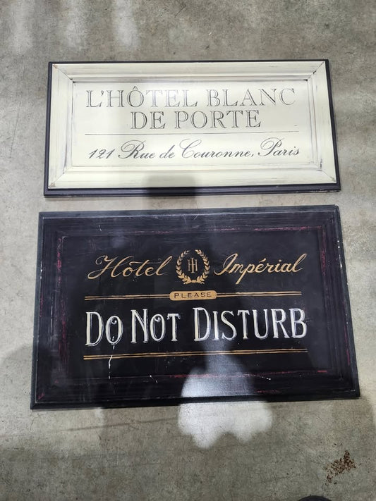 Set of Two Wooden Decorative Hotel Signs