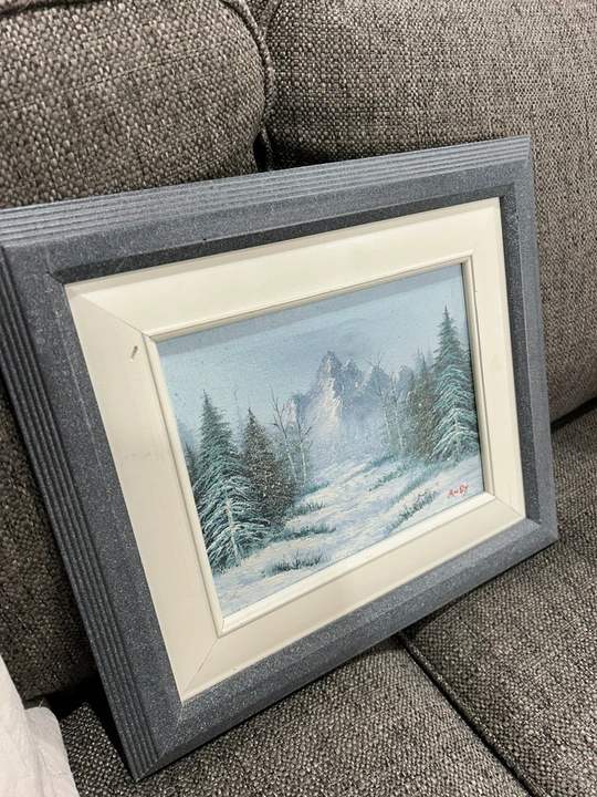 Framed Winter Landscape Painting