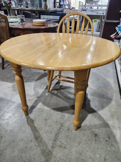 Small Wooden Drop-Leaf Dining Table & Two Chairs