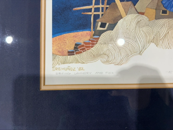 Framed Art Print - Drying Laundry and Fish