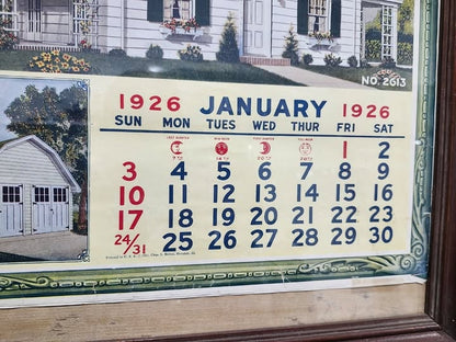 Vintage 1926 Arlington Coal & Lumber Co. Calendar - Framed