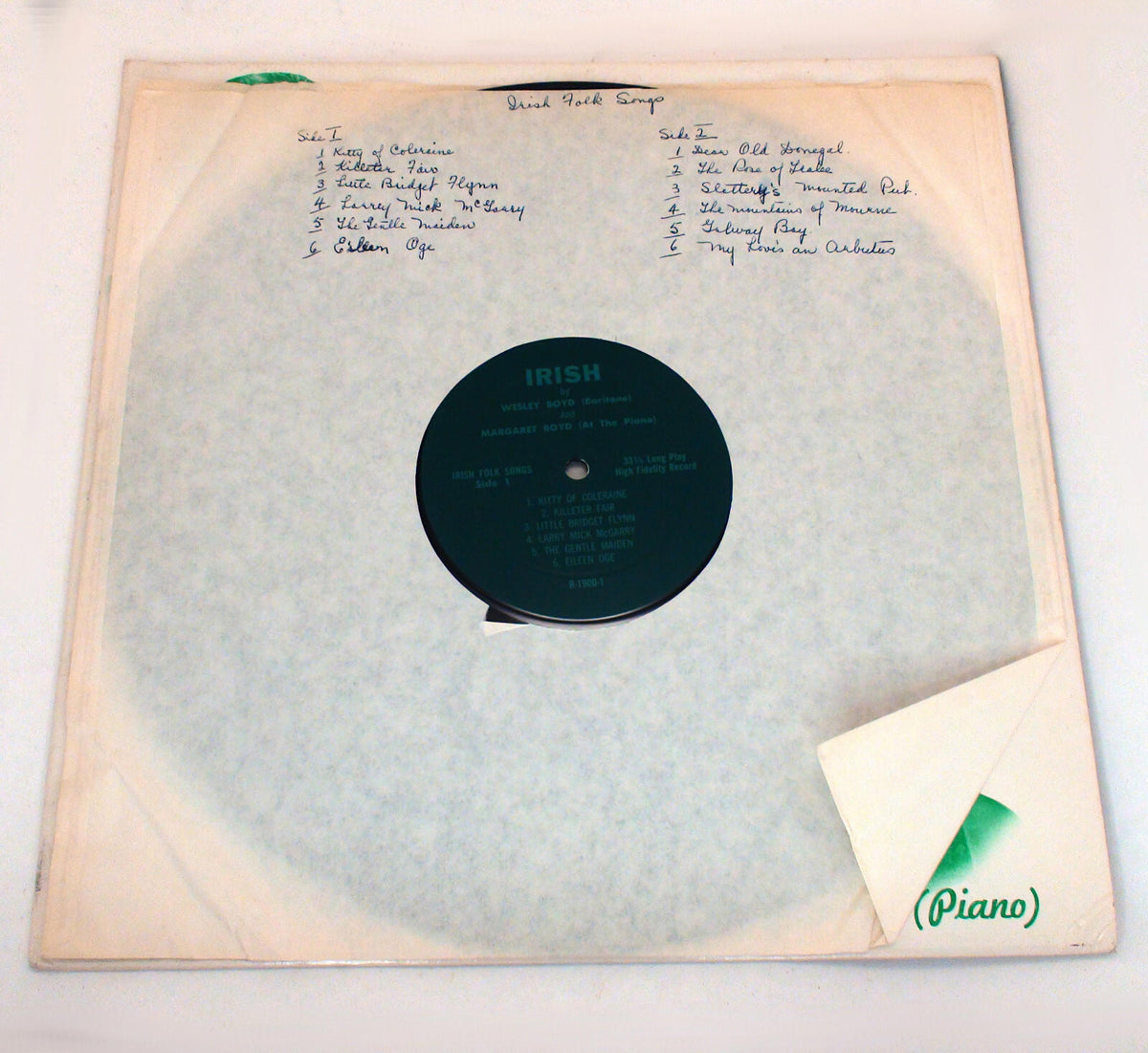 Bon état Wesley Margaret Boyd Song of Ireland Album vinyle LP signé