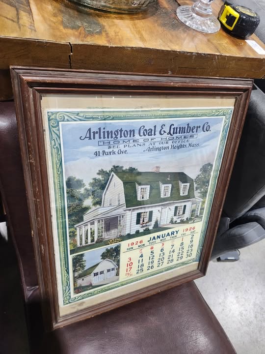 Vintage 1926 Arlington Coal & Lumber Co. Calendar - Framed