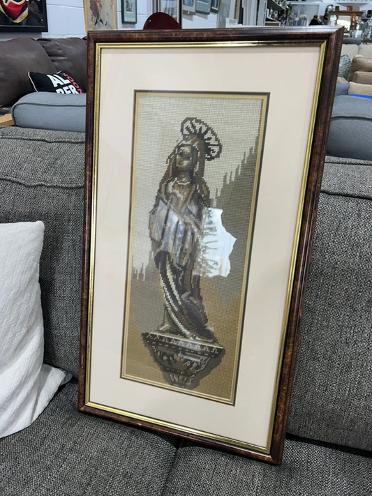 Framed Needlepoint of Religious Figure